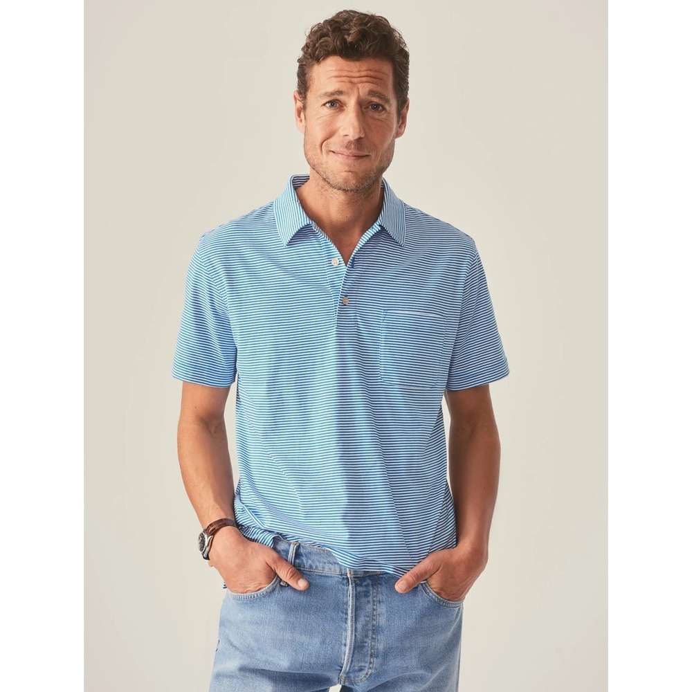 J.McLaughlin Mens Preppy Callahan Polo Shirt Blue Large